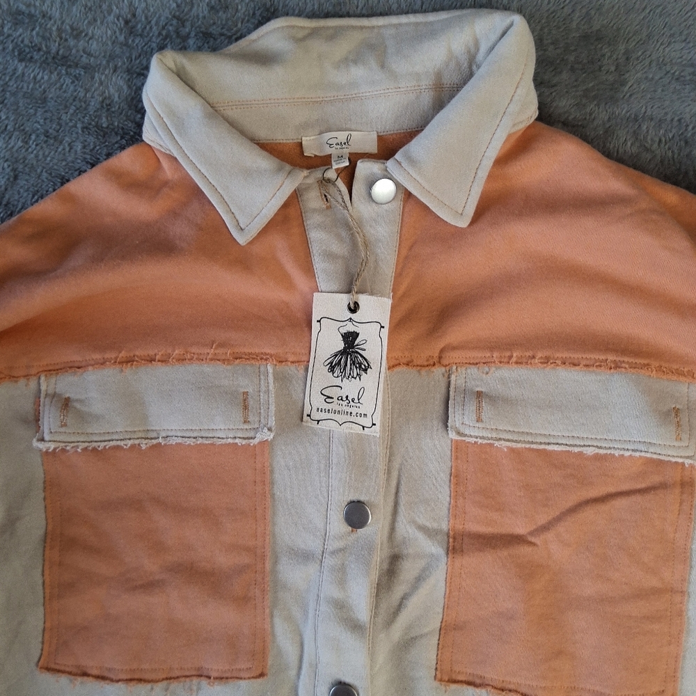 NWT Easel Long Sleeve Button Down Patchwork Boho … - image 4